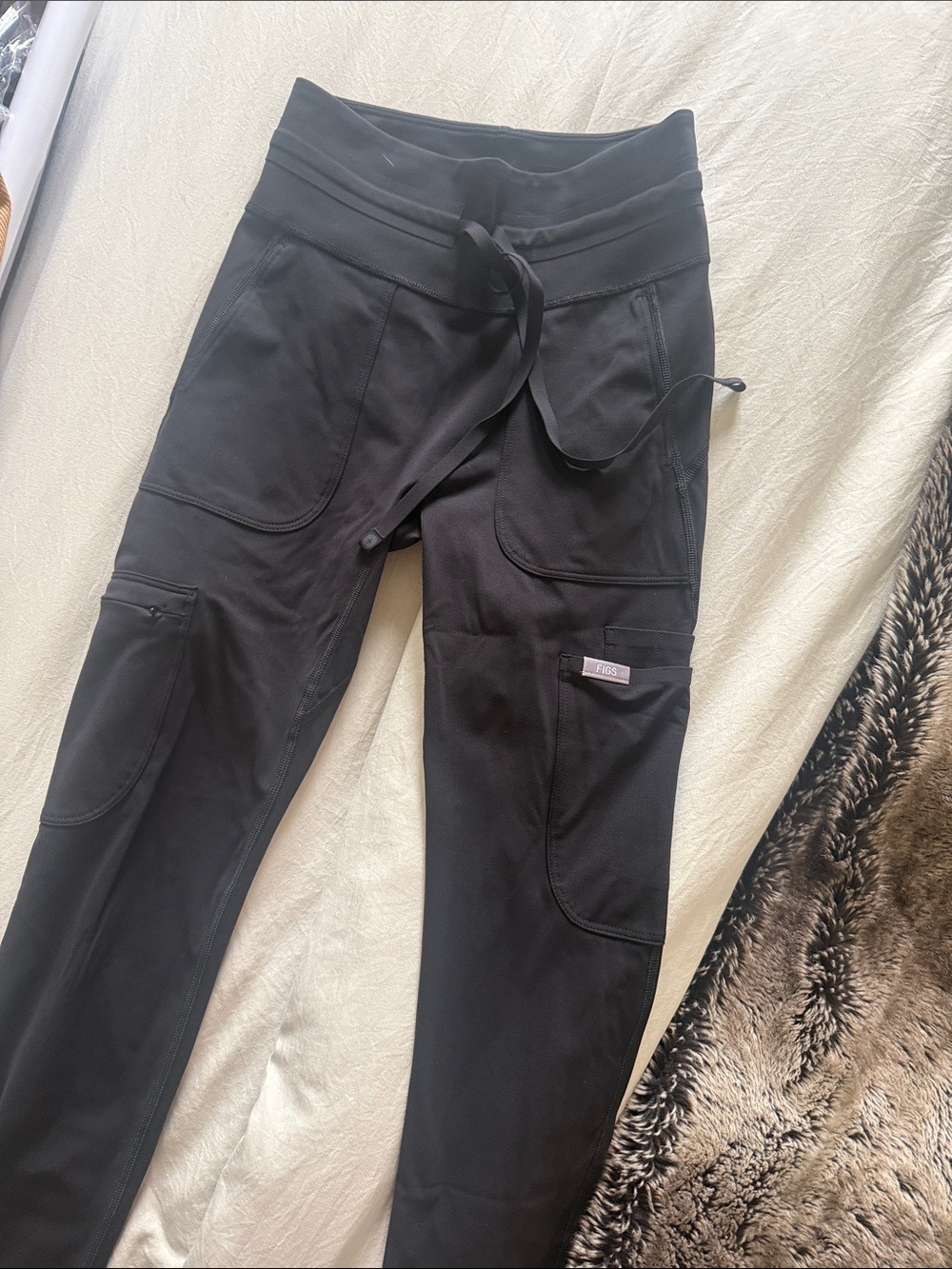 Figs Black scrub Joggers with Drawstring Waist